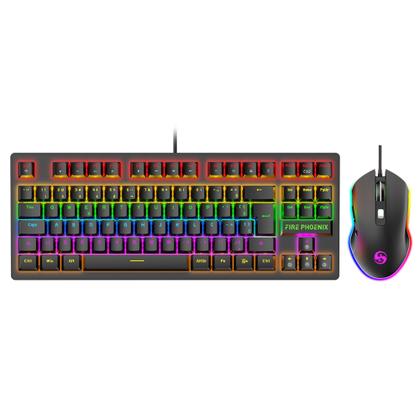 Imagem de Kit Teclado E Mouse Mecânico Abnt2 Gamer Iluminação Led Rgb Switch Blue Usb MousePad Be-k1 Preto