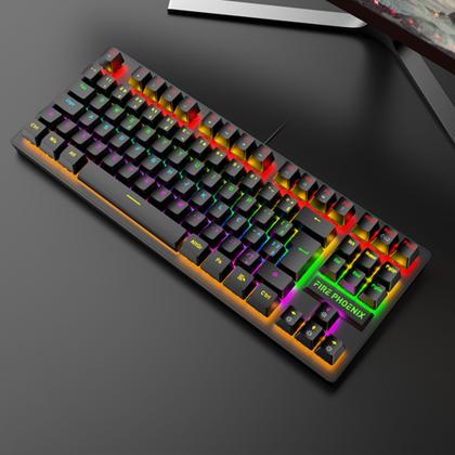 Imagem de Kit Teclado E Mouse Mecânico Abnt2 Gamer Iluminação Led Rgb Switch Blue Usb MousePad Be-k1 Preto