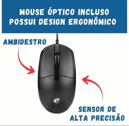 Imagem de Kit Teclado e Mouse Óptico Com Fio Para Computador Escritório Confortável ACER Preta