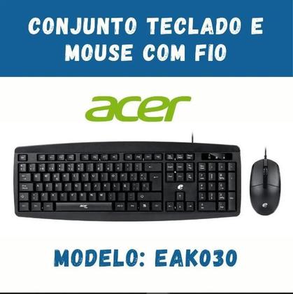 Imagem de Kit Teclado e Mouse Óptico Com Fio Para Computador Escritório Confortável ACER Preta