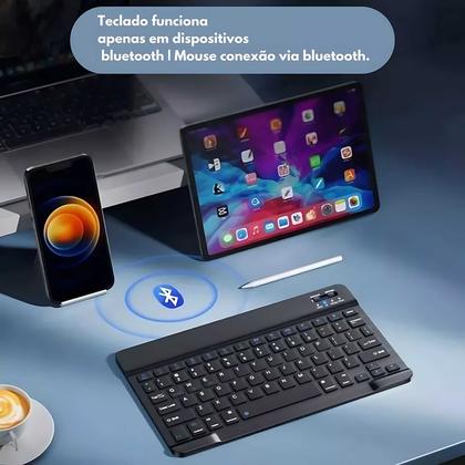 Imagem de Kit Teclado e Mouse Sem Fio Bluetooth 5.2  Compatível com Diversos Dispositivos  Original e Garantia