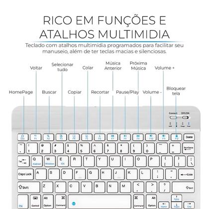 Imagem de Kit Teclado e Mouse Sem Fio Bluetooth 5.2  Compatível com Diversos Dispositivos  Original e Garantia