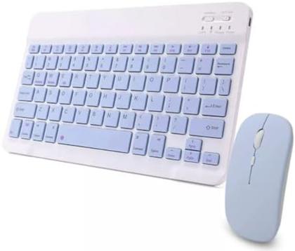 Imagem de Kit Teclado E Mouse Sem Fio Bluetooth Colorido Para Tablet Pc iPad (Preto)