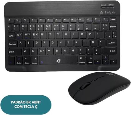 Imagem de Kit Teclado E Mouse Sem Fio Bluetooth Colorido Para Tablet Pc iPad (Preto)