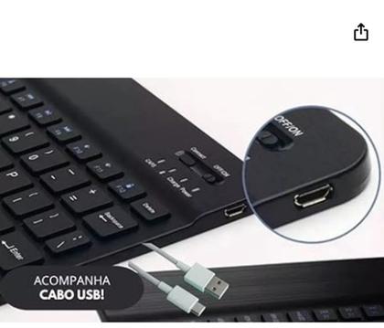 Imagem de Kit Teclado E Mouse Sem Fio Bluetooth Colorido Para Tablet Pc iPad (Preto)