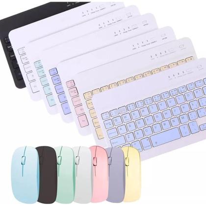 Imagem de Kit Teclado e Mouse Sem fio Bluetooth Multi-device Branco K-06