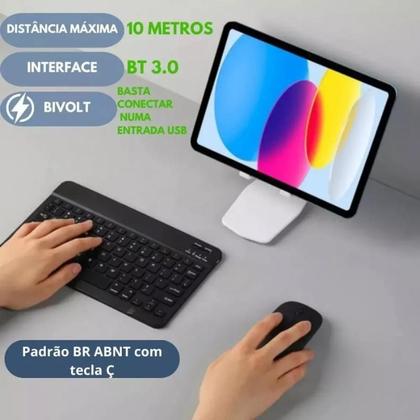 Imagem de Kit Teclado E Mouse Sem Fio Bluetooth Para Tablet Pc i Pad - Preto