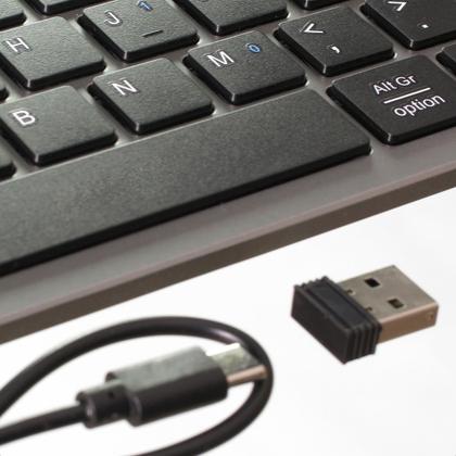 Imagem de Kit Teclado E Mouse Sem Fio Bluetooth Recarregável Abnt BrKit Teclado E Mouse Sem Fio Bluetooth Recarregável Abnt Br