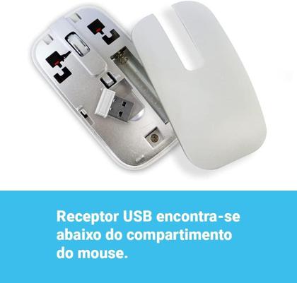 Imagem de Kit Teclado E Mouse Sem Fio Branco Wireless USB Ultra Slim