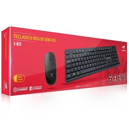 Imagem de Kit Teclado E Mouse Sem Fio C3tech Multimídia K-W20BK Preto