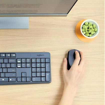 Imagem de Kit Teclado E Mouse Sem Fio Logitech Mk235 Português Brasil Preto