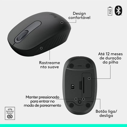 Imagem de Kit Teclado e Mouse Sem Fio Logitech MK250 Compacto, Mouse Ambidestro, Bluetooth, ABNT2, Compatível PC e Mac, Grafite - 920-013516