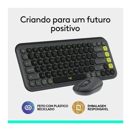 Imagem de Kit Teclado e Mouse Sem Fio Logitech POP Icon com Teclas e Botões Personalizáveis, Silencioso, Bluetooth, Grafite - 920-013056