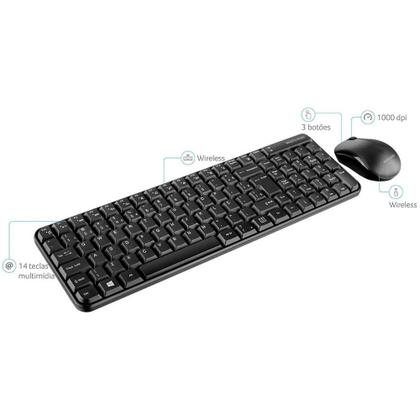 Imagem de Kit Teclado E Mouse Sem Fio Multimidia Compacto Silencioso
