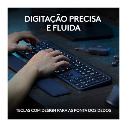 Imagem de Kit Teclado e Mouse Sem Fio MX Keys S, Bluetooth ou Receptor Logi Bolt, com Apoio para as Mãos, Grafite - 920-011605