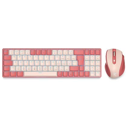 Kit teclado e mouse sem fio redragon rosa bs-8772 rp