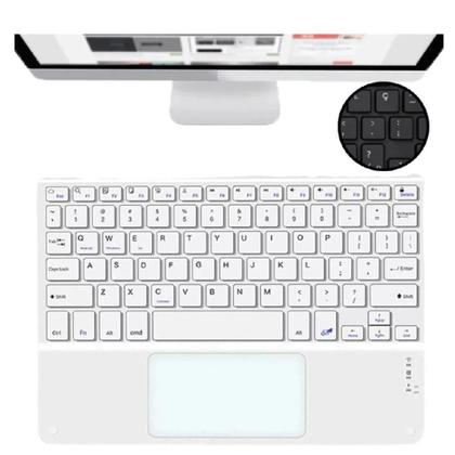 Imagem de Kit Teclado e Mouse Touchpad para Tablet Bluetooth Recarregável Branco