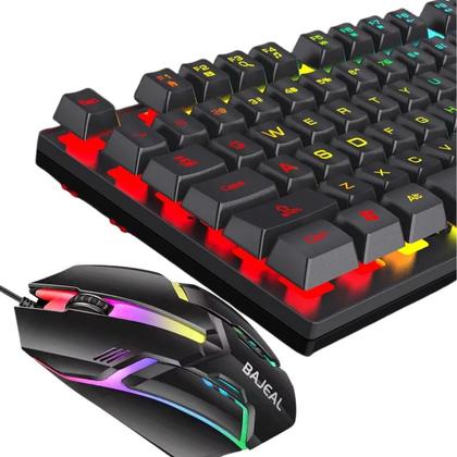 Imagem de Kit Teclado Gamer Semi Mecanico Led Rgb Usb Xbox Pc + Mouse