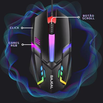 Imagem de Kit Teclado Gamer Semi Mecanico Led Rgb Usb Xbox Pc + Mouse