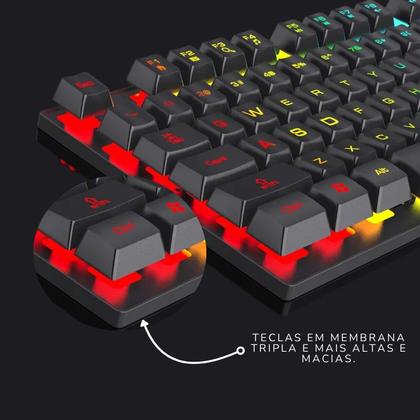 Imagem de Kit Teclado Gamer Semi Mecanico Led Rgb Usb Xbox Pc + Mouse
