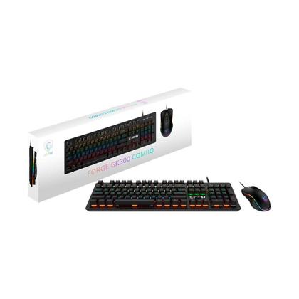 Imagem de Kit Teclado Mecânico Gamer MSI Forge GK300, RGB, Switch Blue, US + Mouse Gamer, RGB, 7200 DPI, 7 Botões, Preto - S11-04US20N-HH9