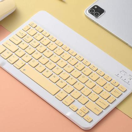 Imagem de Kit Teclado Mini + Mouse Pad Portátil Bluetooth Wireless Compacto Compativel Celular Tablet Notebook PC Recarregável Usb