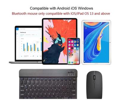 Imagem de Kit Teclado Mini + Mouse Pad Portátil Bluetooth Wireless Compacto Compativel Celular Tablet Notebook PC Recarregável Usb