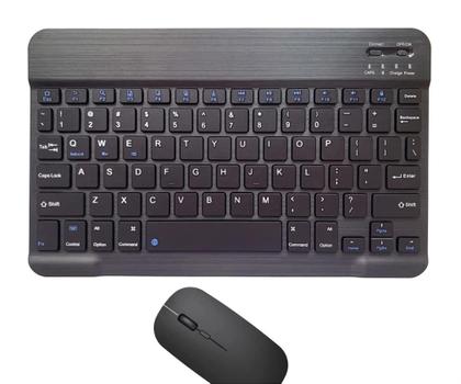 Imagem de Kit Teclado Mini + Mouse Pad Portátil Bluetooth Wireless Compacto Compativel Celular Tablet Notebook PC Recarregável Usb