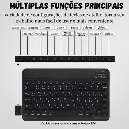 Imagem de Kit Teclado+Mouse Bluetooth p/ Tablet Samsung S9 FE - Preto