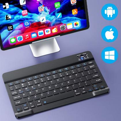 Imagem de Kit Teclado Mouse Bluetooth Sem Fio ABNT Ç Recarregável + Suporte Mesa Para Tablet Celular