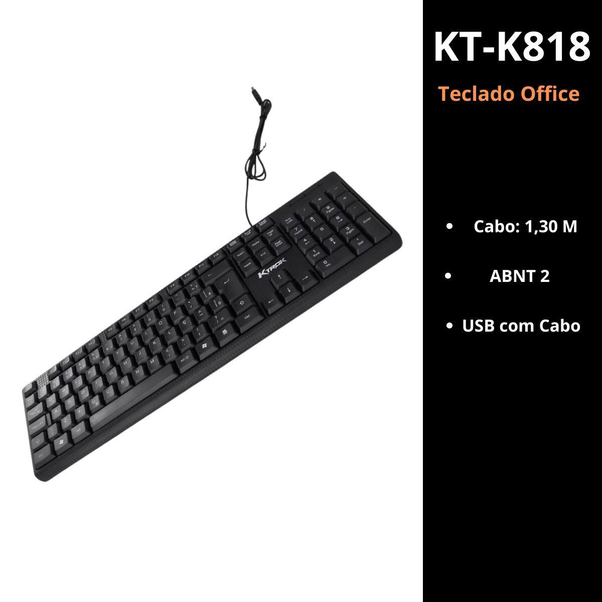 Imagem de Kit Teclado Mouse Ktrok Office C/ Fio USB.2 ABNT2 Ergonômico