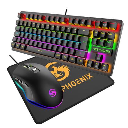 Imagem de Kit Teclado Mouse Mecânico Abnt2 Gamer Rgb Switch Blue Be-k1