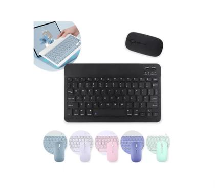 Imagem de Kit Teclado Mouse Portátil Usb Sem Fio bluetooth Wireless compacto leve recarregável tablet notebook