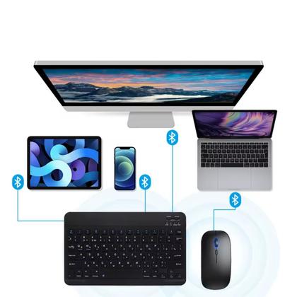 Imagem de Kit Teclado Mouse Sem Fio Recarregável Bluetooth