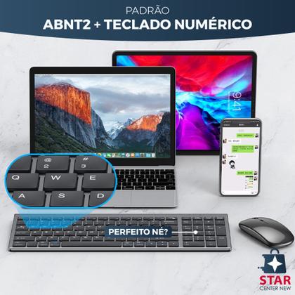 Imagem de Kit Teclado Mouse Smart Sem Fio 2.4g Recarregável Bateria Wireless US Teclado Numérico -8078