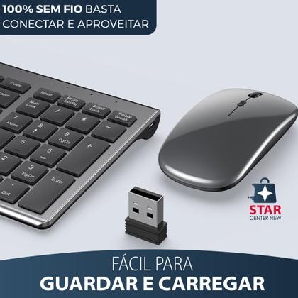 Imagem de Kit Teclado Mouse Smart Sem Fio 2.4g Recarregável Bateria Wireless US Teclado Numérico -8078