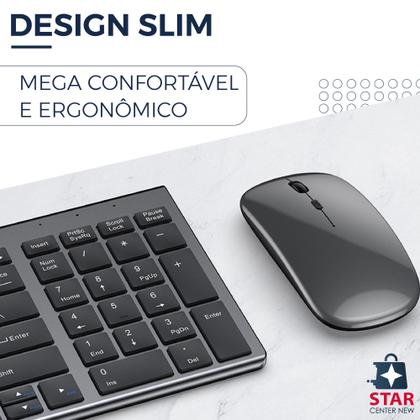 Imagem de Kit Teclado Mouse Smart Sem Fio 2.4g Recarregável Bateria Wireless US Teclado Numérico -8078