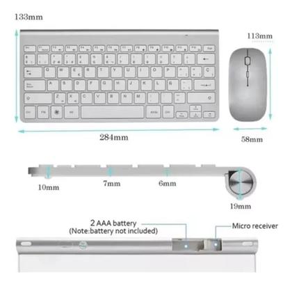 Imagem de Kit Teclado Mouse Wireless usb Sem Fio Ergonômico Pc Notebook Abnt Com Ç WB-8066