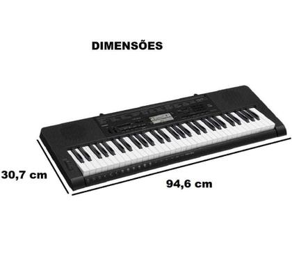 Imagem de Kit Teclado Musical Casio Ctk3500 Midi/usb Aplicativo Chordana + Suporte X + Capa + Fonte + Suporte