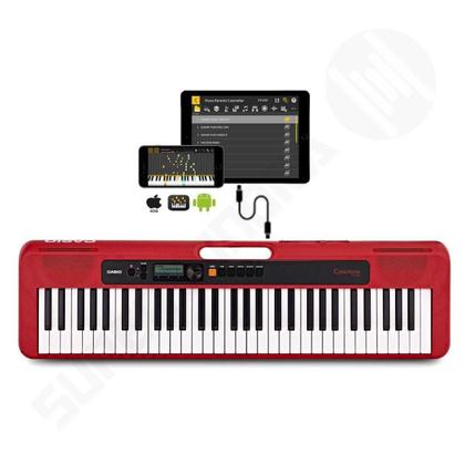 Imagem de Kit Teclado Musical CASIOTONE CT-S200 CASIO Vermelho + Suporte + Pedal + Capa