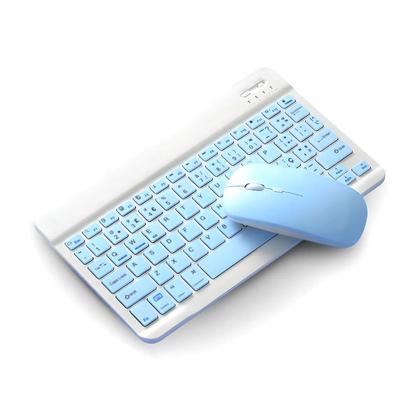 Imagem de Kit Teclado Recarregável e Mouse Sem Fio Azul com Bluetooth