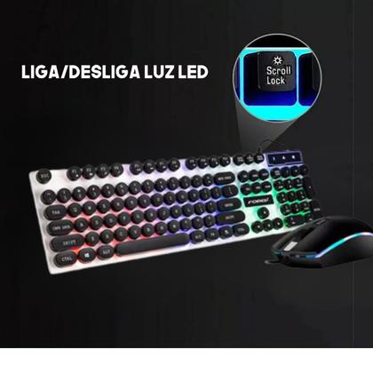 Imagem de Kit Teclado Semimecânico Mouse Gamer Usb Com Fio Luz Led