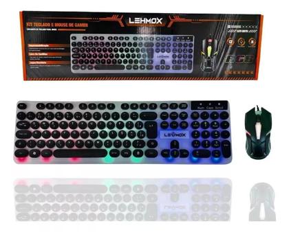 Imagem de Kit Teclado Semimecânico Mouse Gamer Usb Com Fio Luz Led