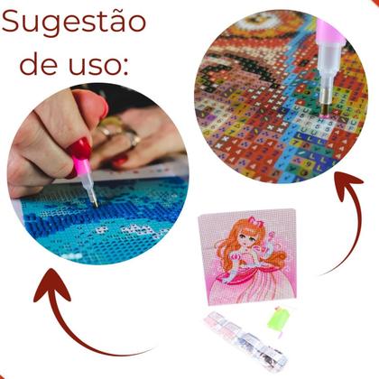 Imagem de Kit tela pintura de diamantes 5d princesas infantil