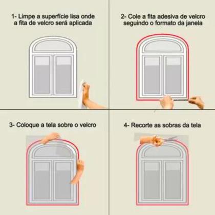Imagem de Kit Tela Protetora Mosqueteiro Para Janela Rede Adesiva Contra Pernilongo Mosquito Inseto