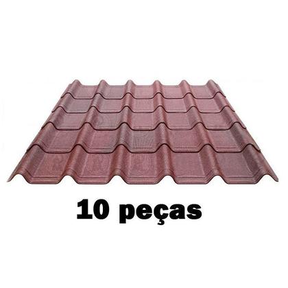 Kit Telha Ecológica Onduline Onduvilla 1,06X0,40m Vermelha Mesclada-10 peças Imagem de Kit Telha Ecológica Onduline Onduvilla 1,06X0,40m Vermelha Mesclada-10 peças