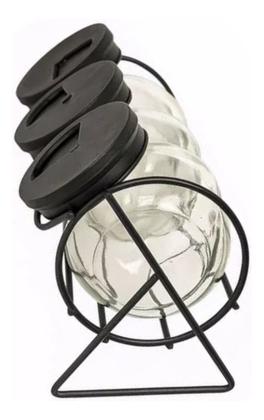 Imagem de Kit Temperos 3 Potes Vidro Bolinha C/ Tampa Plástica