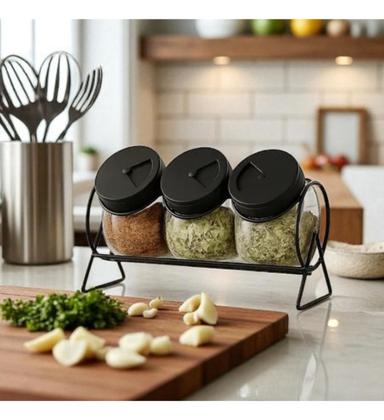 Imagem de Kit Temperos 3 Potes Vidro Bolinha C/ Tampa Plástica