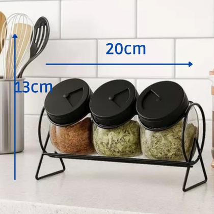 Imagem de Kit Temperos 3 Potes Vidro Bolinha C/ Tampa Plástica