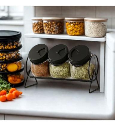 Imagem de Kit Temperos 3 Potes Vidro Bolinha C/ Tampa Plástica